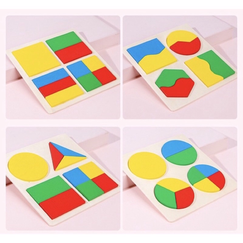 Mainan Edukasi / Puzzle Chunky Shape / Montessori Geometri/ Puzzle Geometri / puzzle bentuk