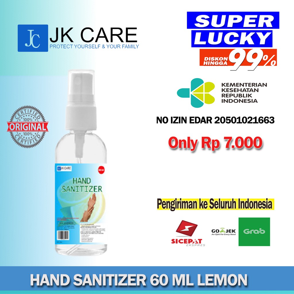 JKCARE Hand Sanitizer / Antiseptic Spray 60 ml Membunuh Kuman &amp; Virus (2x)