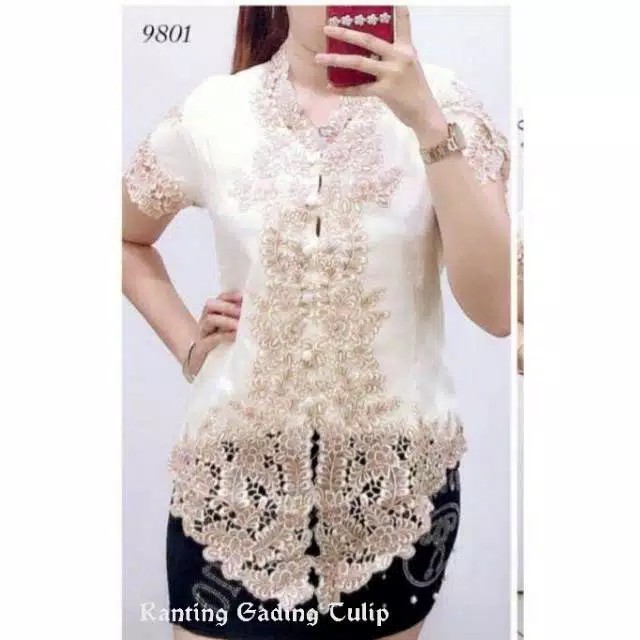 Import Kebaya Modern Tulip Bahan Silky Korea Renda