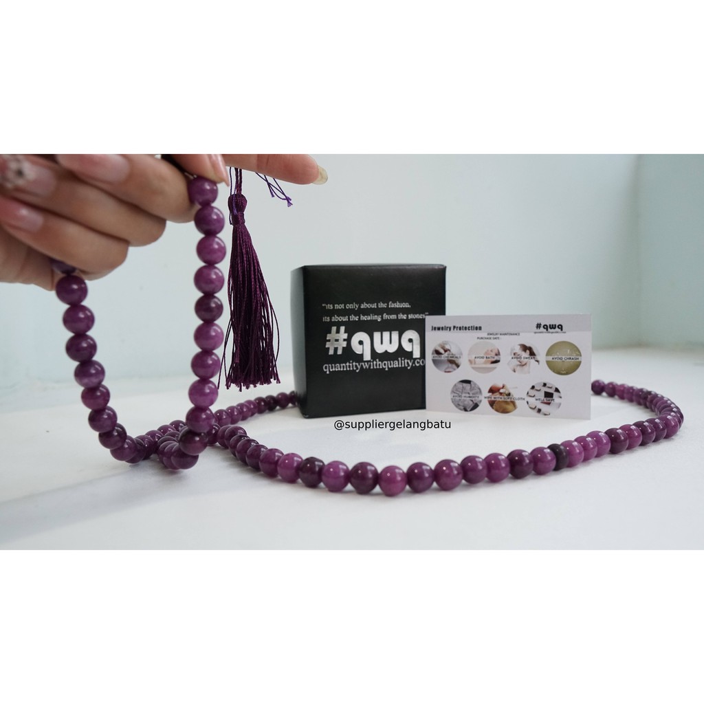 tasbih batu PURPLE AGATE 8mm 99 butir premium tasbeh agatis akik ungu