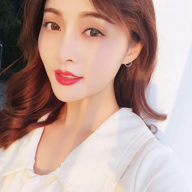 Korea sederhana lingkaran geometris mutiara anting-anting tindik telinga set kombinasi zirkon anting