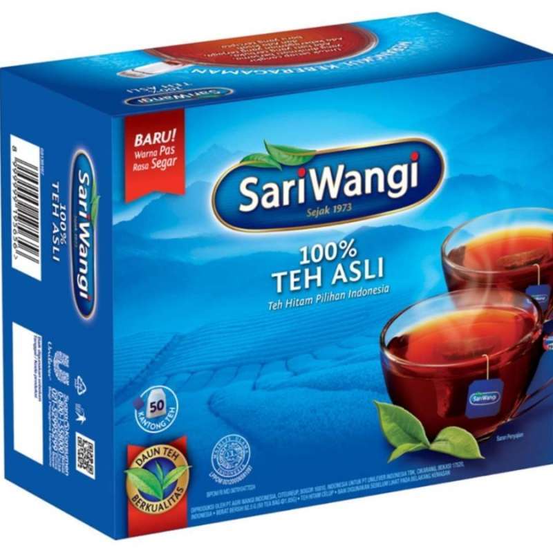 

Teh SARIWANGI teh celup 50 tea bag dalam 1 box. Teh celup Sari wangi BERHADIAH