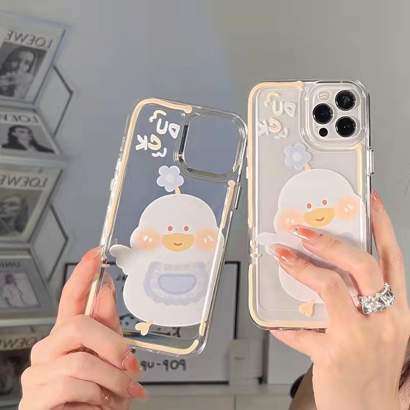 Case Pelindung Bahan Akrilik Transparan Motif Bebek Untuk iPhone 13 Pro 13prm 11 7Plus 8Plus Xr XS 13 12 Pro Max