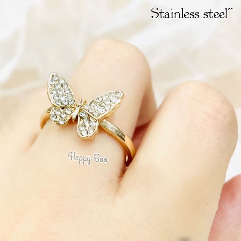 cincin cin-cin butterfly permata stainless rhodium bl1