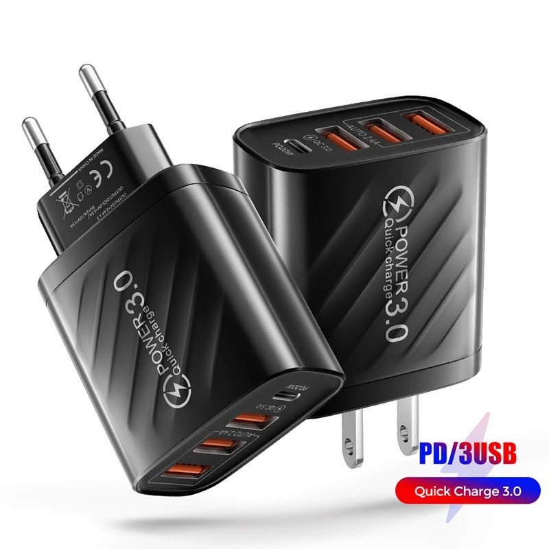 Adapter Charger Dinding 4 Port USB Fast Charging 10W Portable Plug US / EU Untuk Handphone Android