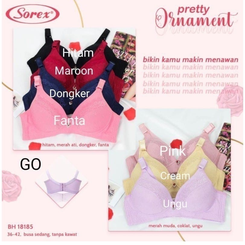 gos SOREX Bra Cup B Besar Busa Sedang Tanpa Kawat Bh Super Lembut Pakaian Dalam Wanita