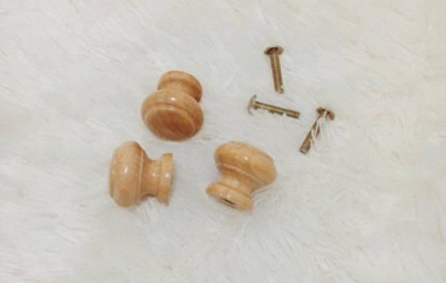 Tarikan Knob Bulat Bahan Kayu Handle Cabinet Wood Handel Laci Pintu Lemari