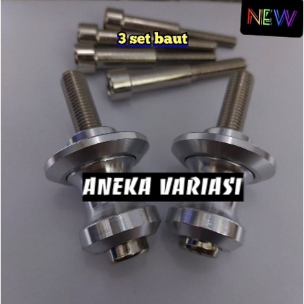 Jalu Pedok 3 Set Baut 10 12 14 Ninja 250 Z250 RR mono R15 Driv Silver