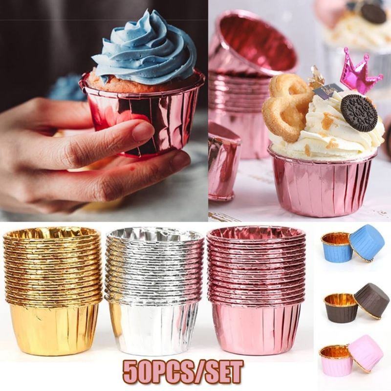 50pcs Cup Cake Case Aluminium Foil / Muffin Desert / Muffin Cup Import Home Baking