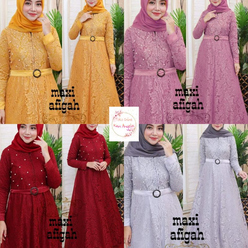 BISA COD✅ MAXI AFIGAH / SIZE L / MAXI BRUKAT / DRESS BRUKAT / PAKAIAN MUSLIM WANITA