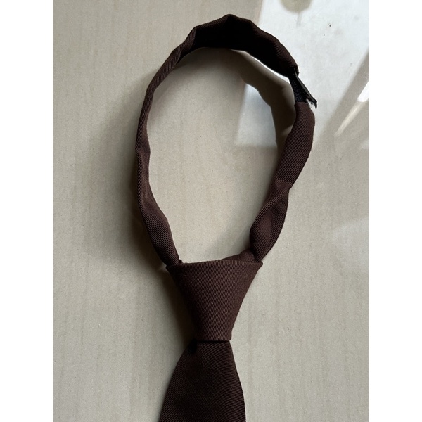 DASI POLOS MERAH MAROON ORANYE ORANGE INSTAN PRAKTIS PEREKAT PRIA DEWASA-Coklat Drill