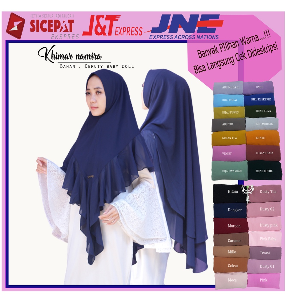 jilbab instant pasmina plisket bergo maryam hijab syari segi empat fashion wanita KHIMAR NAMIRA