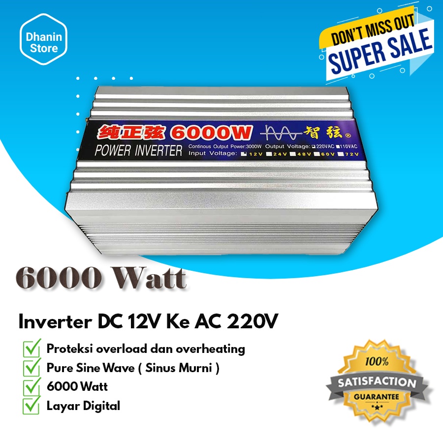 Inverter Inventer Inferter DC ke AC Mobil PSW Pure Sine Wave Kit Power Inteverter DC 12V to AC 220V 