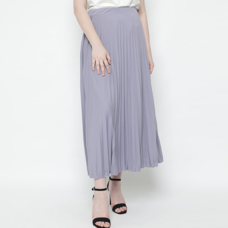 Rok Panjang Plisket Merk Duapola Wide Aline MX Dark dan Soft Color Warna gelap dan Warna KKrem d Sil