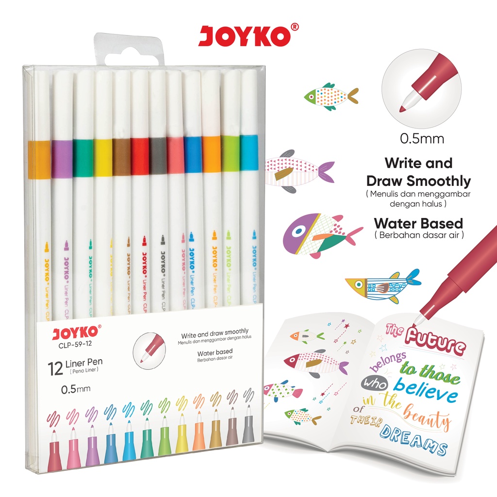 

PRODUK- PENA LINER PEN PULPEN WARNA JOYKO CLP-59-12 WARNA .