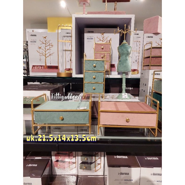 JEWELRY BOX SINGLE DRAWER/BOX LACI PERHIASAN AKSESORIS VELVET INFORMA