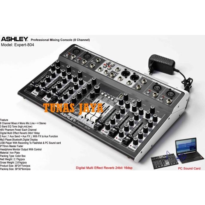 Mixer Ashley Expert804/ Expert 804 8channel Reverb 24bit 16Dsp .