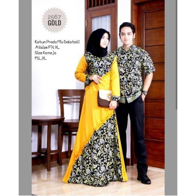 Couple Gamis Batik Syari Muslim Modern 2567