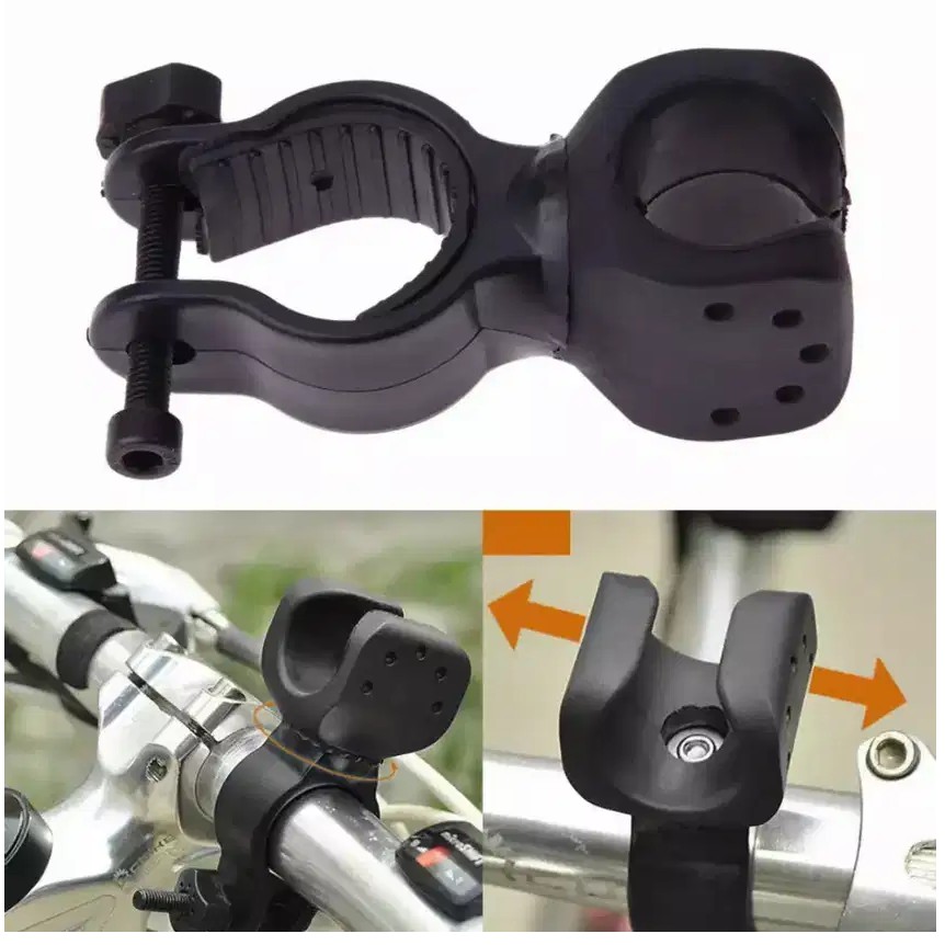 TERLARIS Bracket lampu Sepeda Clamp Penjepit Senter Stang Sepeda 360 Derajat - Bracket Lampu Sepeda