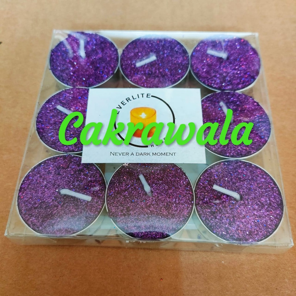 Lilin Tealight Glitter Lilin Dekorasi  Lilin Tablet isi 9 Pcs