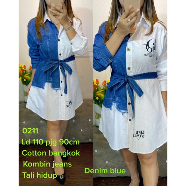 0211 Tunik Jeans D*or Katun Bangkok Import