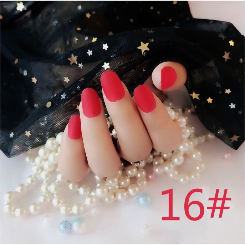 (11-30) 24pcs SHORT ROUND MATTE FAKE NAILS/ kuku palsu matt oval pendek kupal doff pendek bulat