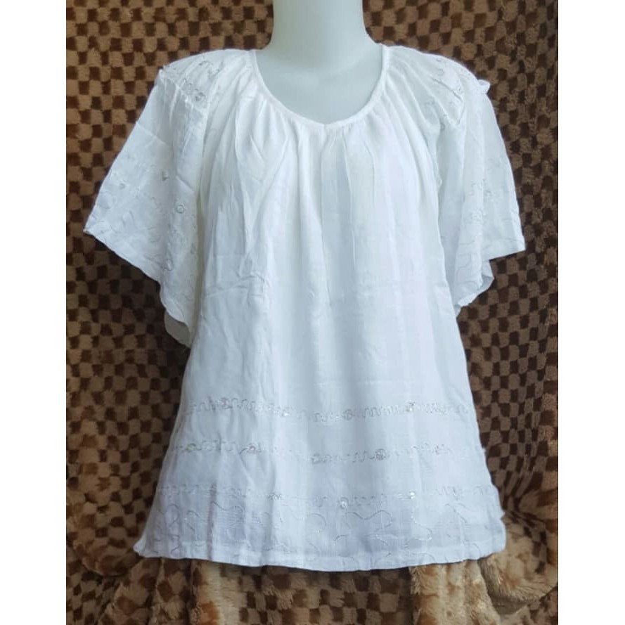 BIG SALE [Blouse Natalia AK] blouse wanita katun putih