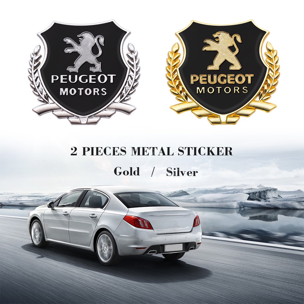 2pcs Stiker Emblem Logo Peugeot 3D Bahan Metal Untuk Dekorasi Mobil 2008 3008 508 408 206 208 207 307 308 5008 406