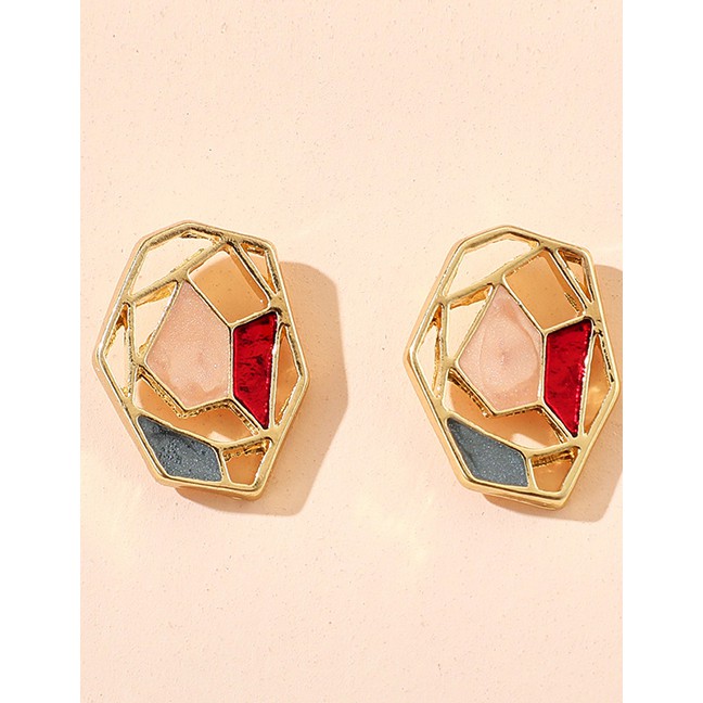 LRC Anting Tusuk Fashion Irregular Geometrical Dropped Flower Alloy K51467