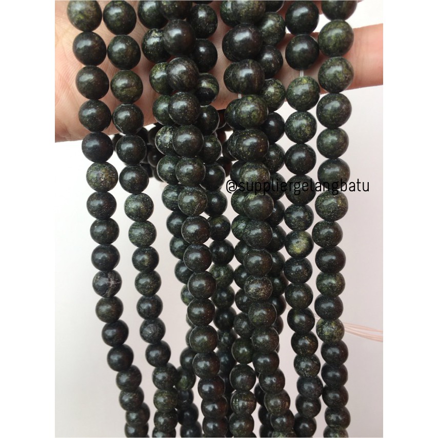 Black Jade 8mm magnetic bahan gelang kalung kesehatan premium akik grosir kerajinan bahan supplier