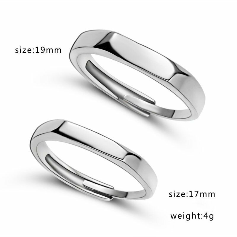 1pc/2pcs Set Perak Pribadi Ukiran DIY Nama Cinta Pasangan Cincin Kawin Cincin Persahabatan Untuk Pria Dan Wanita Perhiasan Hadiah