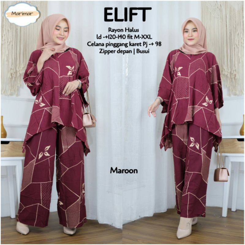 Madhumati.id Setelan Waka Elift One Set Rayon Jumbo Ld 130 cm Big Size Resleting Depan Busui Friendl