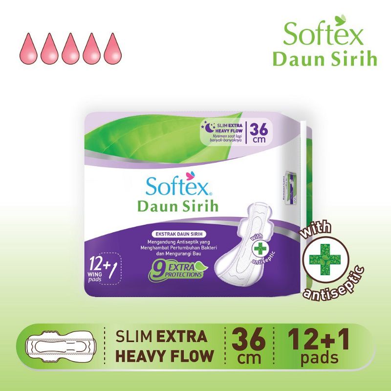 Softex Daun Sirih 36cm Wings 12+1 Pads