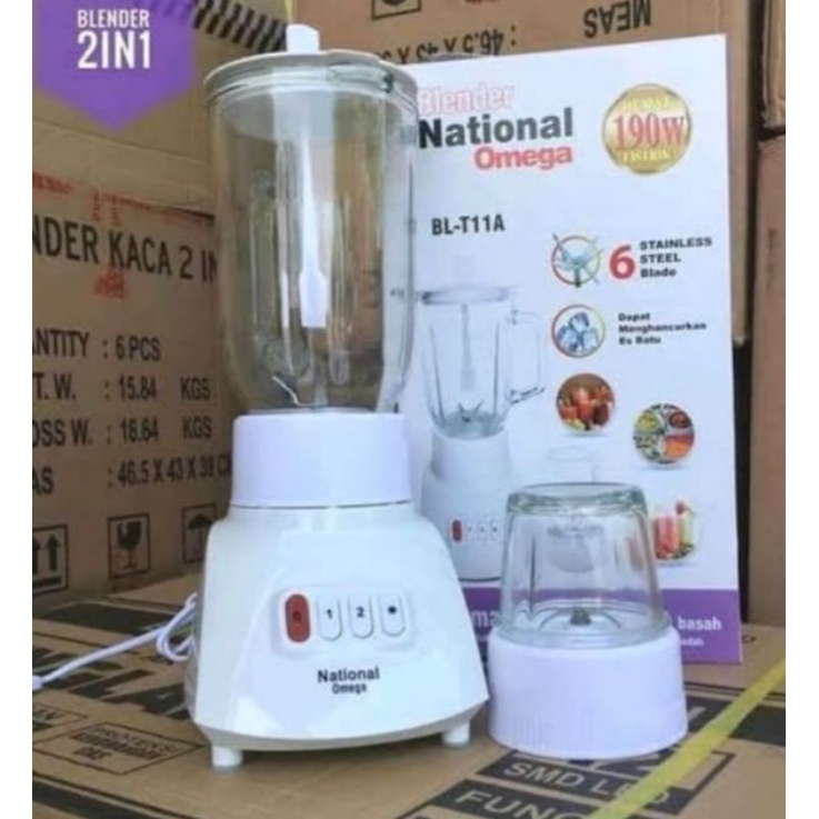 BLENDER NATIONAL OMEGA / VIVA NATIONAL / OMEGA BLENDER JUS KACA 6 MATA PISAU 2 TABUNG