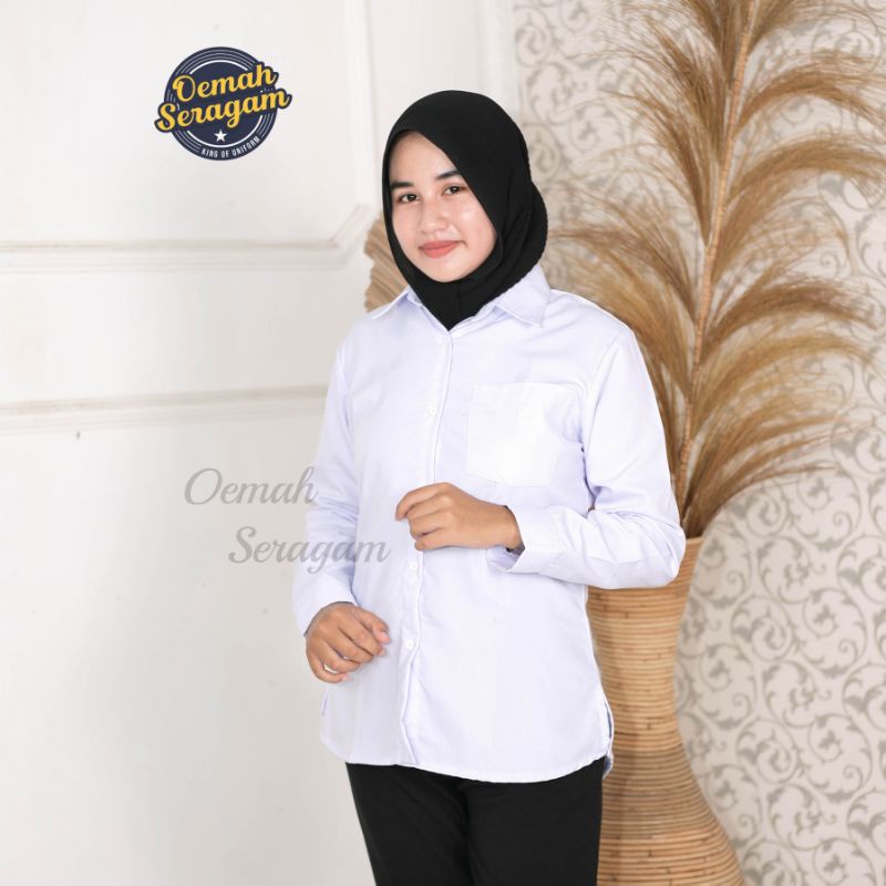 BAJU PUTIH MAGANG/Kemeja Putih Polos Wanita/Kemeja Wanita Formal/ Baju Kantor/Pabrik Cewek/Atasan Kerja.