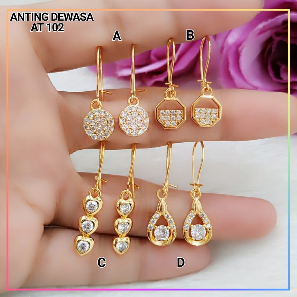 Anting xuping anting dewasa jurai permata love panjang lapis emas gold AT 102