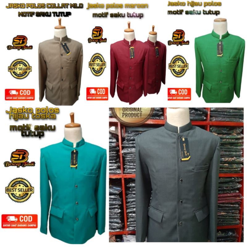 Jasko polos abu marun hijau Nevy hitam koko atasan muslim pria jumbo polos jasco baju adat