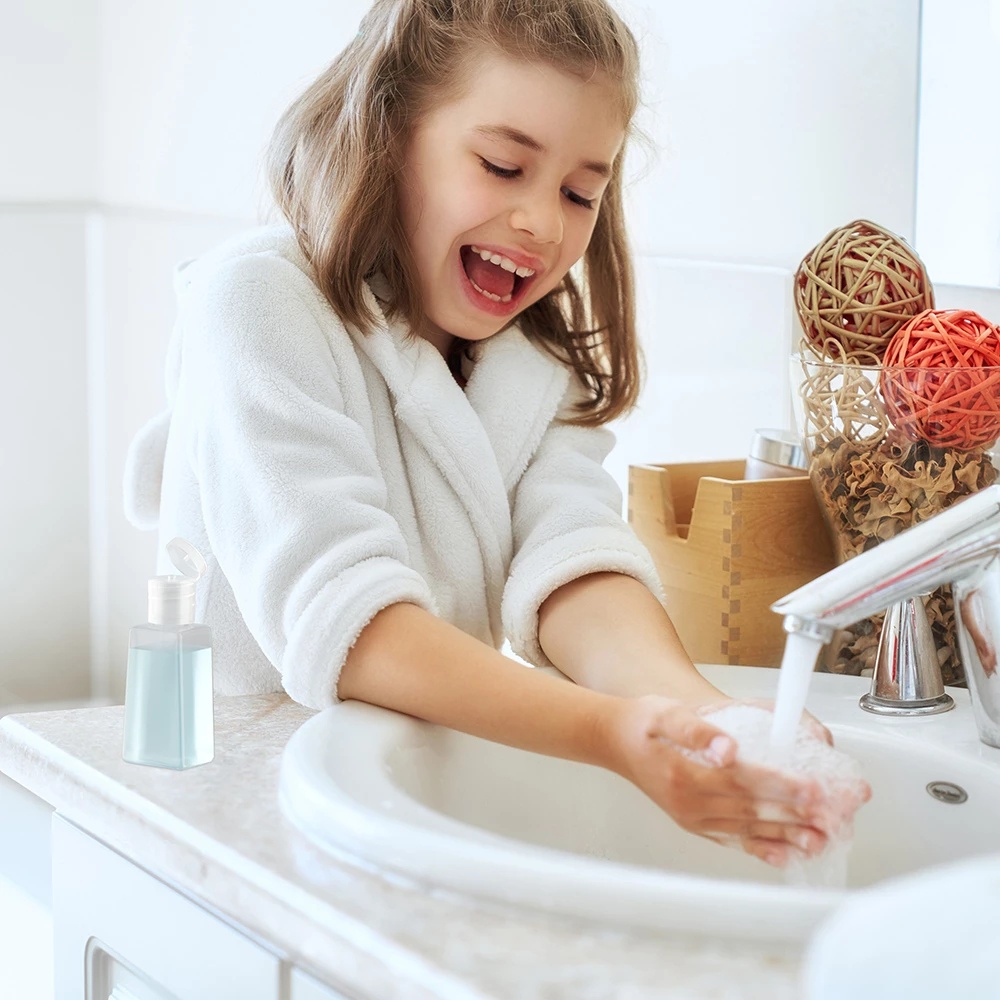 Botol Plastik Bening Bentuk Trapesium Dengan Tutup Flip Ukuran 30ml / 60ml Untuk Hand Sanitizer