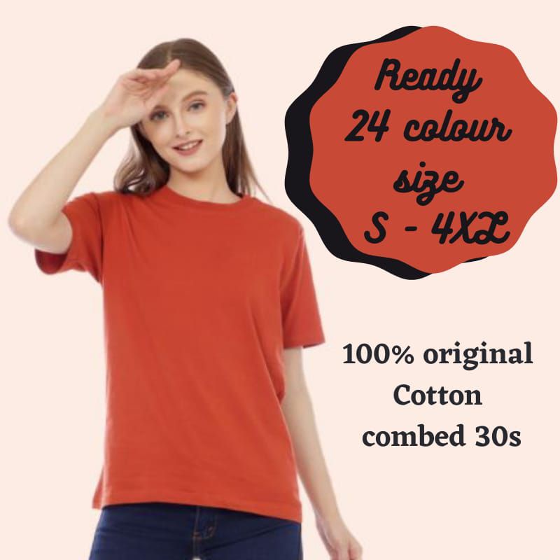 Baju Kaos Tshirt Polos Wanita Lengan Panjang Lengan pendek Oversize Cotton Combed 30s , Atasan wanit