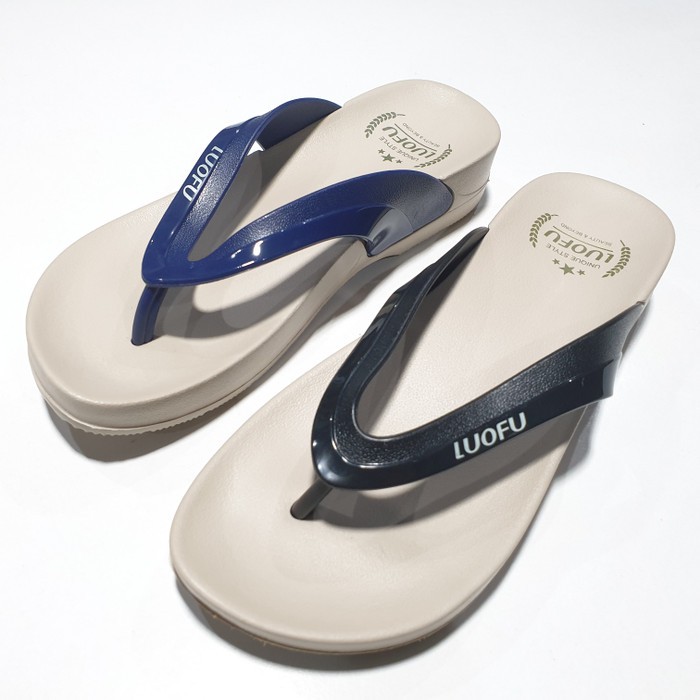 LUOFU ORIGINAL jelly sandal karet empuk murah wanita jepit sendal cewek japit import E7161B01S