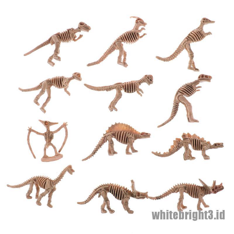 (white3) 12pcs / Set Mainan Fossil Dinosaurus Bahan Plastik Untuk Anak