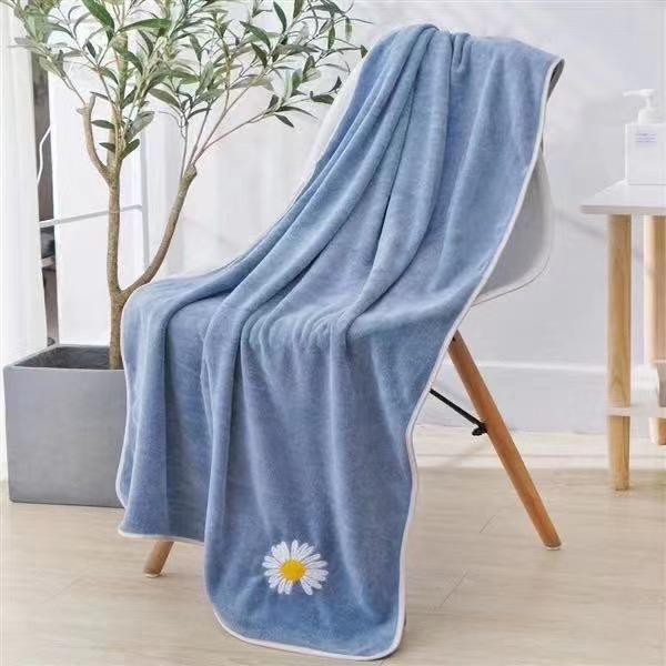 KUP - COD HANDUK MANDI BORDIR BUNGA MATAHARI  70 CMX140CM / HANDUK DEWASA / HANDUK MICROFIBER IMPORT