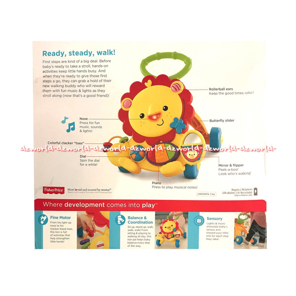 Fisher Price Musical Lion Walker Stroller Baby Push Alat Bantu Jalan Bayi