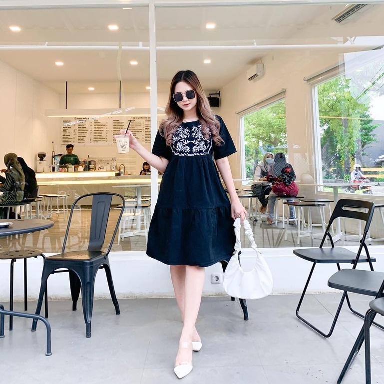 FLORY dan FLORA B&amp;W DENIM DRESS