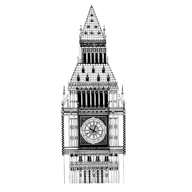 

A4 London Big Ben Architectural Drawing