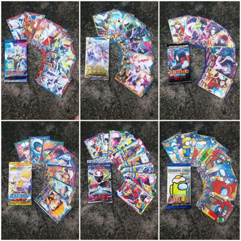 kartu trading card game Boboiboy galaxy Among us Ultraman naruto Boba