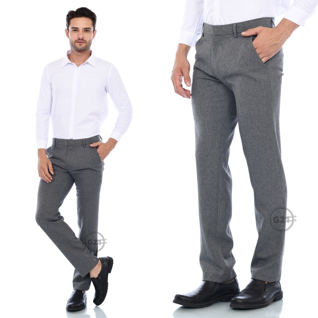 Celana Bahan Hitam Kerja Pria Panjang Formal Kantor Model Slim Fit Slimfit Celana Hitam Kantor Formal Pria Standar Dan Jumbo Big Size 01