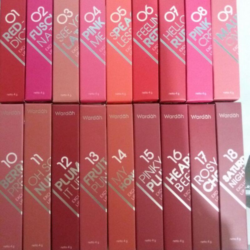 WARDAH Exlusive Lip Cream 18 Warna Pilih Variant Warna