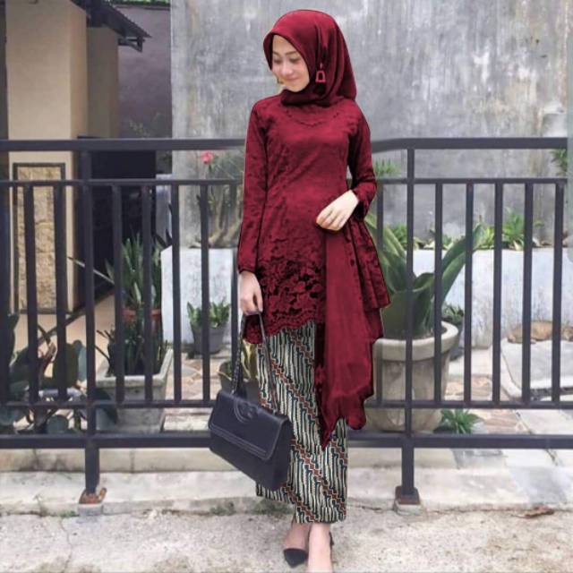REOFST - Model Baju Setelan Kebaya Modern Brukat Brokat Wanita Wisuda Pesta Kondangan Modern Mewah