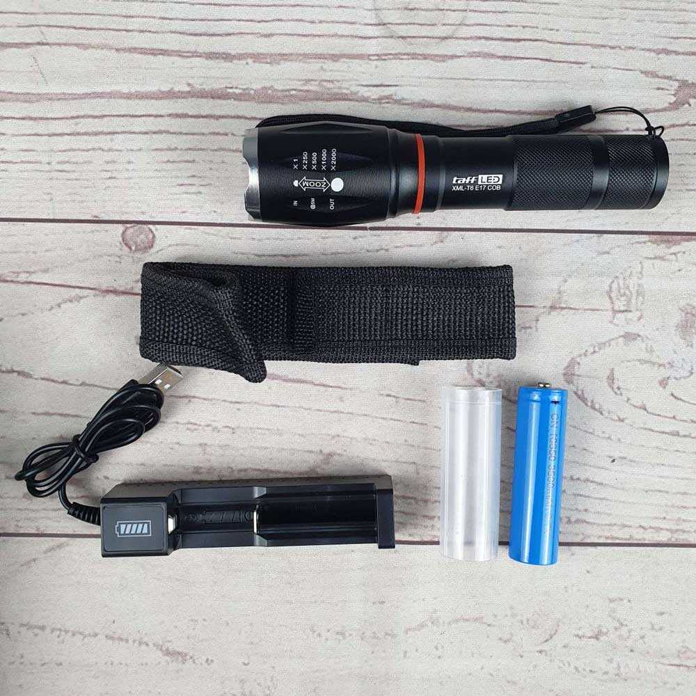 Senter LED Torch Cree XM-L T6 +Baterai+Charger+Box / Senter LED Swat Police Charger Usb Listik Mini Super Terang Jarak Jauh Anti Air Tahan Lama / Senter Sorot Ultra 2000 Meter Flashlight Gunung Outdoor Paling Terang Portable / Set Senter Murah Original